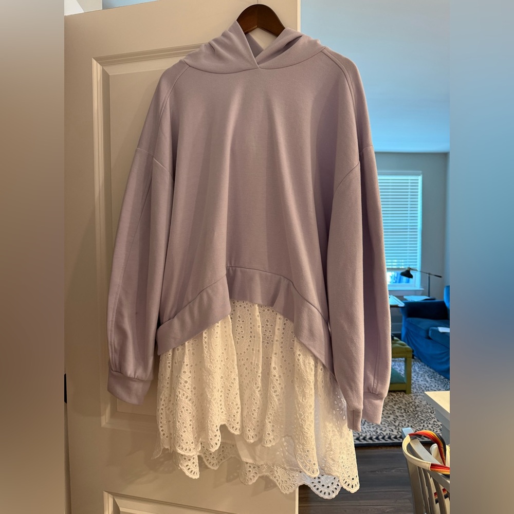 Anthropology Pilcro Light Purple Twofer Dress with Lace Detail